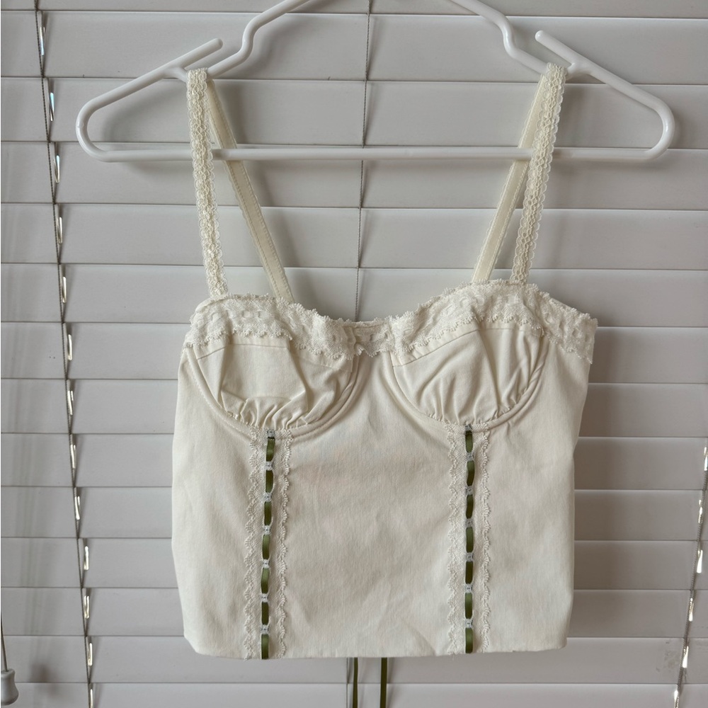 Elegant Cream Lace Trimmed Women's Top